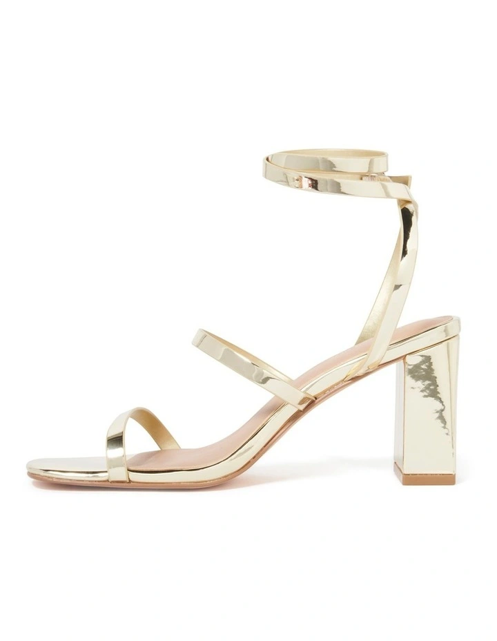 Best Sale π Forever New Zelly Strappy Block Heel In Gold π― - Image 4