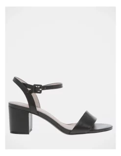 Cheap 🎉 Basque Roma Leather Block Heel 🩴 Sandal In Black 🎁