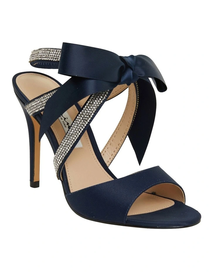New π NINA Claudia New Navy Satin π©΄ Sandals π - Image 2