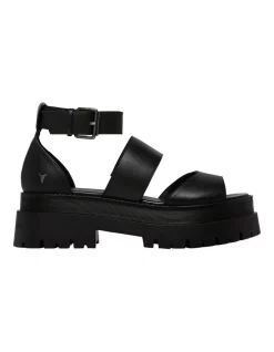 Cheap 🛒 Windsor Smith Thrilled Black Leather Ankle Strap Platform 🩴 Sandal 😍
