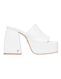 Best Pirce 🎉 Windsor Smith Highrise Leather Heel In White 😍