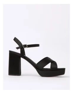 Cheapest 🎉 Miss Shop Buttercup Black Satin 🩴 Sandal In Black 🧨