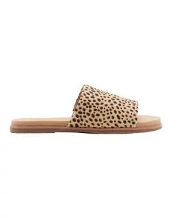 Deals 👏 Hush Puppies Paradise Tan Spotted Leopard Leather Slide 😀