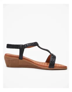 Best deal 💯 Taking Shape Elevated Bling Wedge 🩴 Sandal In Black ⭐