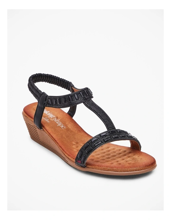 Best deal π― Taking Shape Elevated Bling Wedge π©΄ Sandal In Black β - Image 2