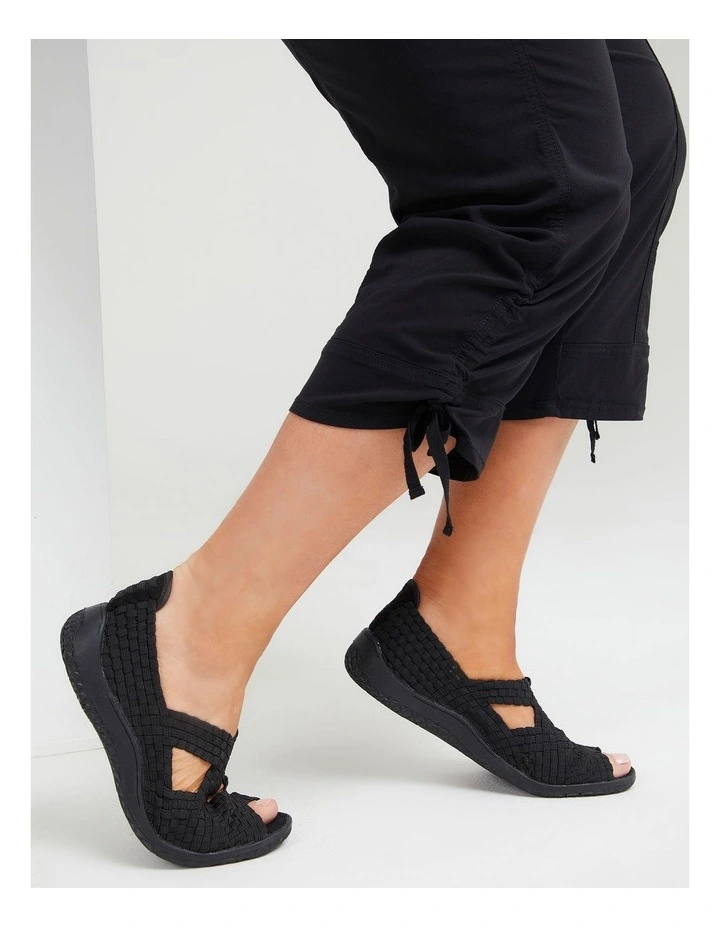 Cheap π₯° Taking Shape Woven Stretch Covered π©΄ Sandal In Black π€© - Image 7